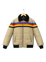 Retro Rainbow Striped Puffer Jacket - Image 3